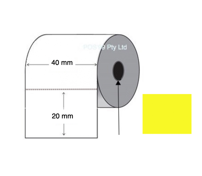 Direct Thermal Labels 40mm x 20mm Yellow (4 Rolls of 2,000)