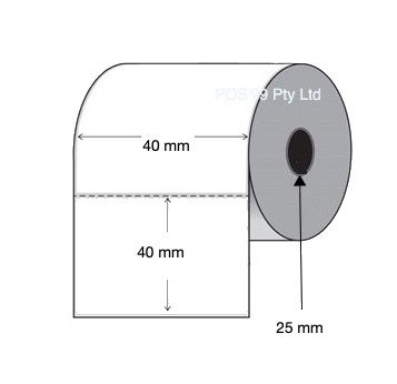 Direct Thermal Labels 40mm x 40mm x 25mm Core (Rolls of 1,000) Perforated