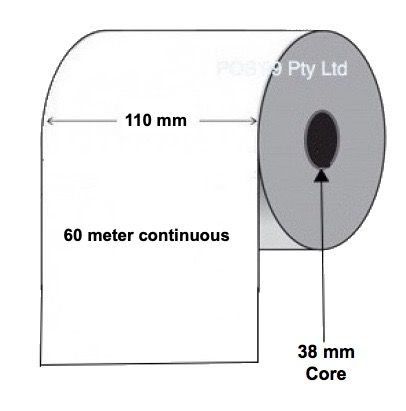 Thermal Transfer Labels 110mm x 60m Continuous Permanent Paper (6 Rolls)