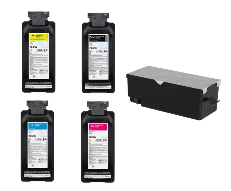 Epson ColorWorks CW-C8010 Ink Cartridge and Maintenance Box Bundle - Cyan Magenta Yellow Black