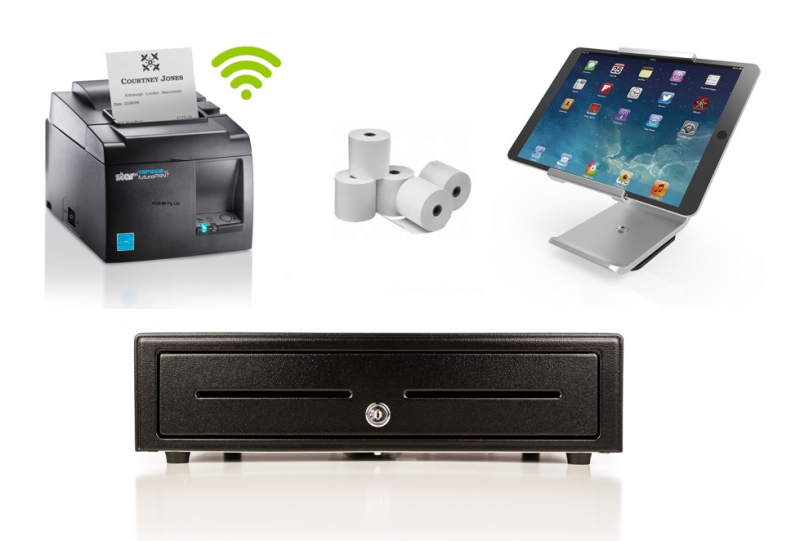 Hike POS Bundle no.9 - STAR TSP143WLAN WiFi Receipt Printer, Cash Drawer, Paper, Stand