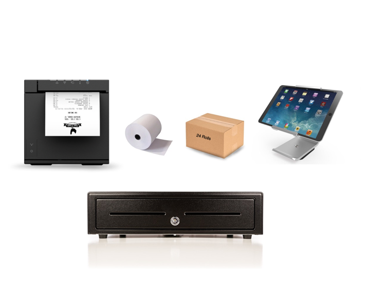 Hike POS Bundle No.7 (Epson TM-M30III BT Thermal Receipt Printer, VPOS Stand for iPad, Cash Drawer, Paper)
