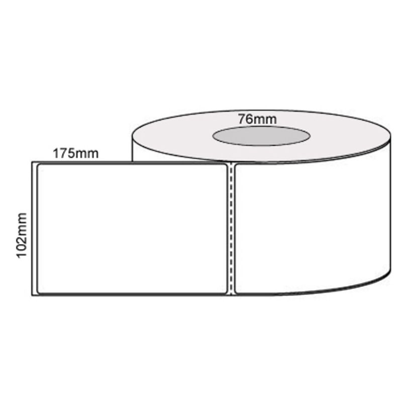 Plain Thermal Direct Labels 102mm x 175mm Perforated Permanent White 76mm Core 1000/roll