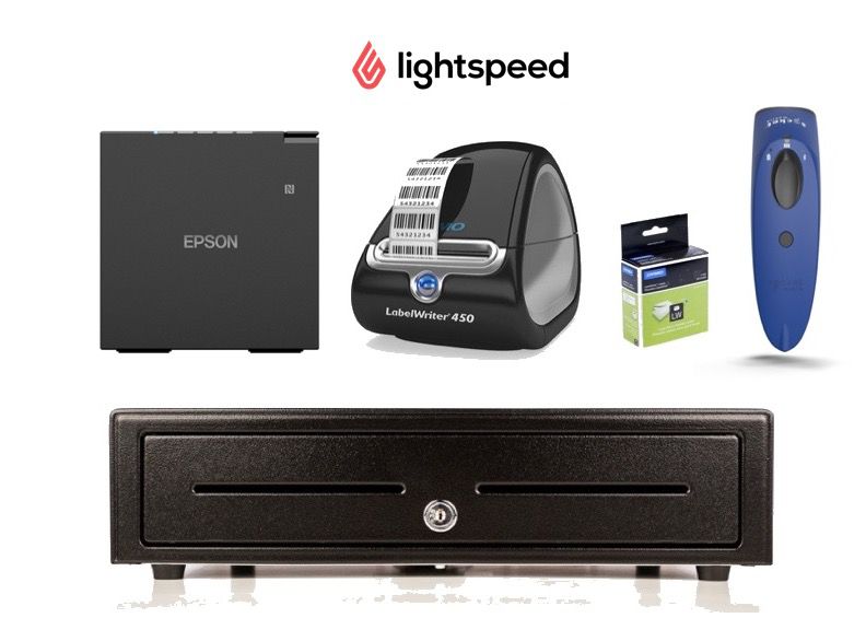LightSpeed POS X-Series Retail Ready Bundle No.45 - Receipt Printer, Barcode Printer, Labels, Scanner, Cash Drawer