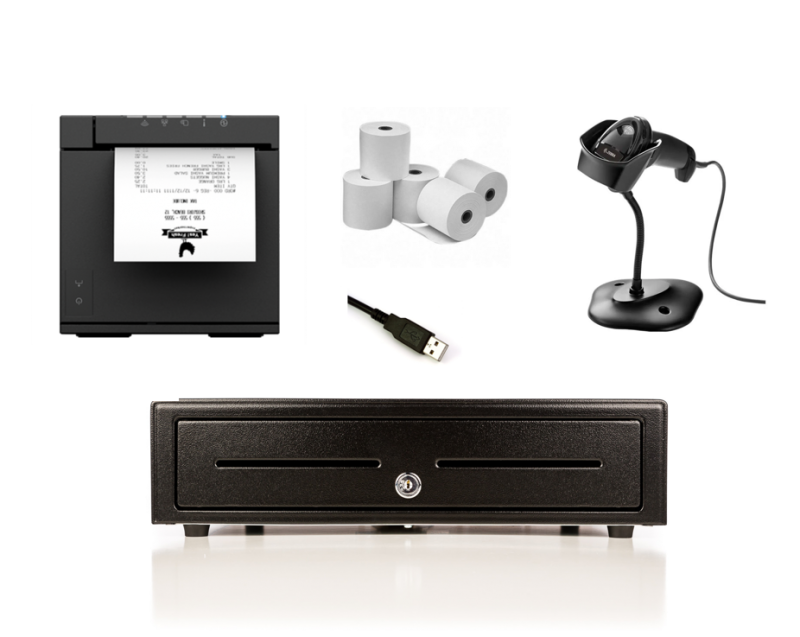 NETO MaroPost Apple Mac / Windows PC Bundle No.6 Epson TM-M30III USB/ETH Thermal Printer, Corded USB Scanner, Cash Drawer, Paper