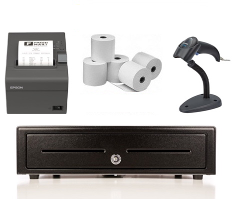 Simple Salon Bundle No.1 - USB Receipt Printer, USB Scanner, Cash Drawer, Paper (Windows or Mac)