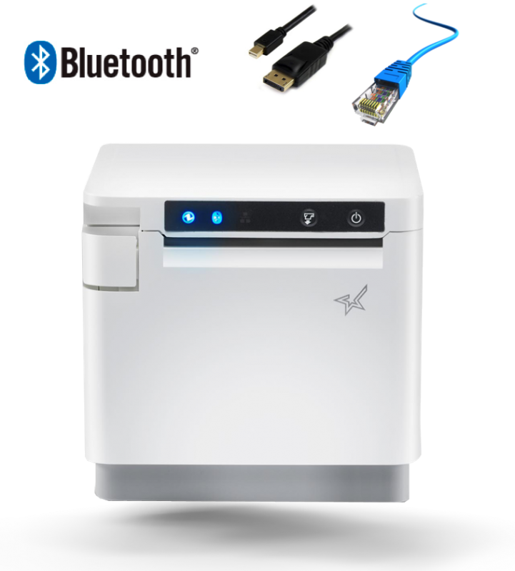 STAR mC-Print3 Thermal Receipt Printer - Auto-cutter, Bluetooth, USB, Ethernet - White