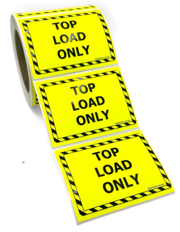 100×75 TOP LOAD ONLY Fluro Yellow Warning Label Roll Black Printed