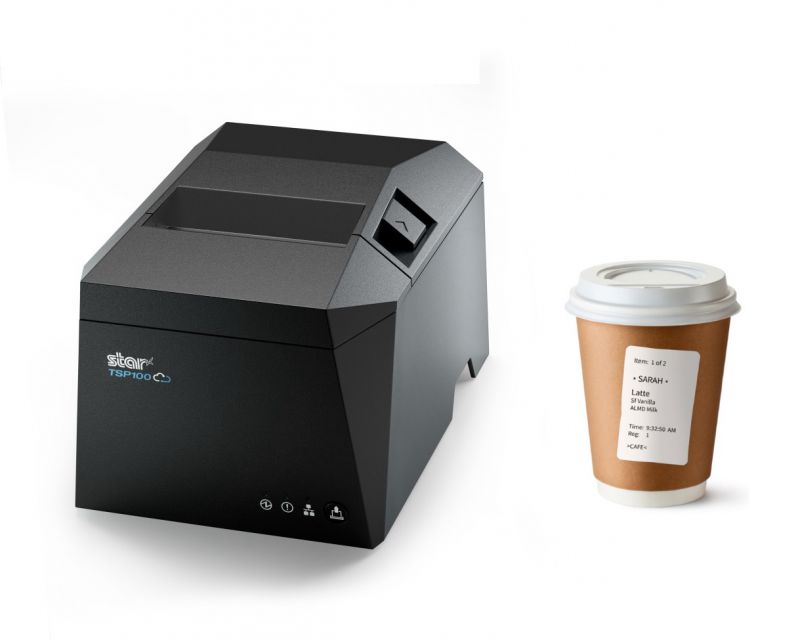 TSP143IV SK Sticky Linerless Sticky Label Printer USB USB-C ETH TSP143IVSK-GRY